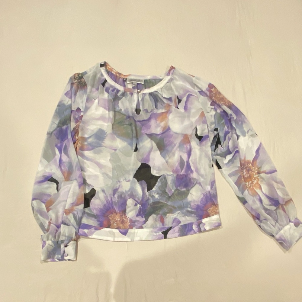 Jennifer Lopez Purple and White Floral Blouse
